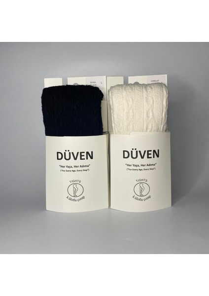 2'li Carina Cotton Pamuklu Desenli Siyah & Vanilya Kadın Külotlu Çorap