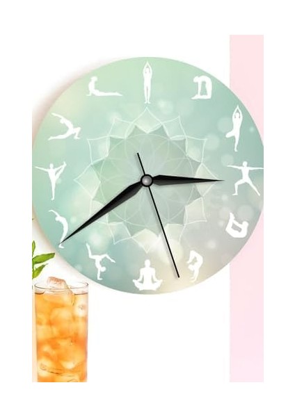 Yoga Eğitmenine Hediye Ahşap Duvar Saati Saat Modeli 27 cm Çapındadır. modelleri