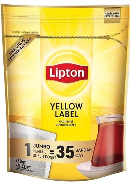 Lipton Yellow Label Jumbo Demlik Poşet Çay, 30'lu, 750 G (30X25G)