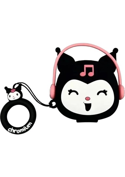 Buds 6 Kılıf Figürlü Silikon Crtn-Fgr-Krm [ Buds 6 ile Uyumlu Kılıf - Siyah - Pembe]