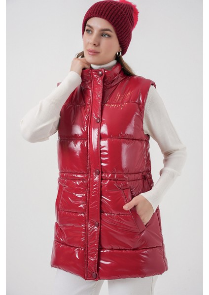 Kadın Parlak Şişme Yelek 5218 - Kırmızı