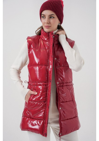 Kadın Parlak Şişme Yelek 5218 - Kırmızı modelleri