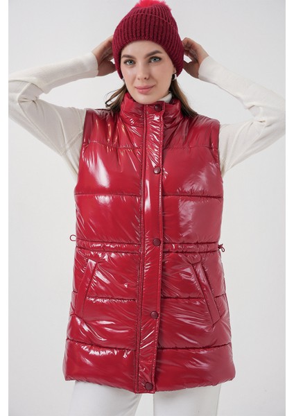 Kadın Parlak Şişme Yelek 5218 - Kırmızı fırsatları