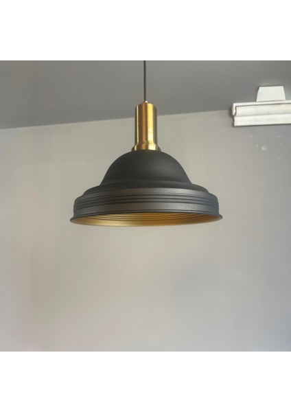 Ulmete Siyah Renk Eskitme Fener Başlık Tekli Sarkıt Avize Salon Ofis Otel Avizeleri Vintage Tasarım