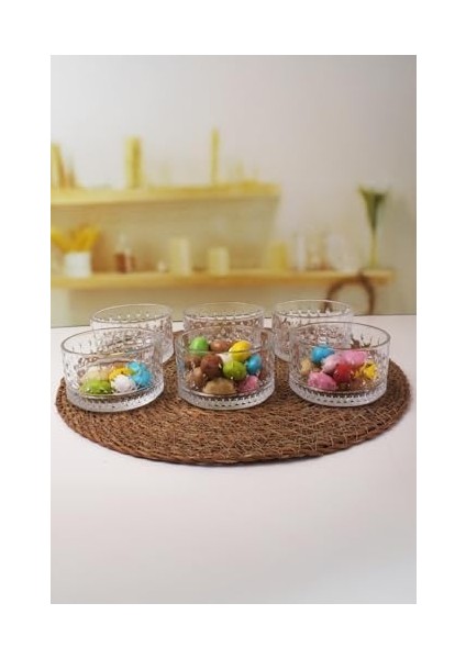 Lüx Büyük Cam Sunum Seti 6'lı, Kesme Cam Dondurmalık ve Tatlı Sunum, 9 cm x 5 cm fiyatları
