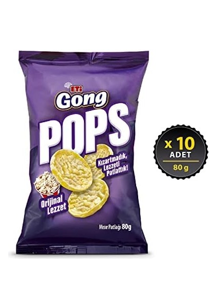 Eti Gong Pops Orijinal Lezzet Mısır Patlağı 80 G x 10 Adet modelleri