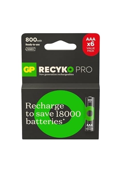 Gp Batteries Recyko Pro Aaa Ince Ni-Mh Şarjlı Pil, 1.2 Volt, 6'lı Kart fiyatları