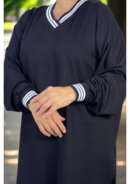 Kristal Viskon Kumaş Yırtmaçlı Takma Kol Büyük Beden Ribanalı V Yaka Bluz indirimleri