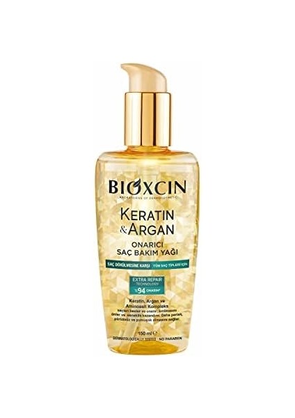 Bioxcin Keratin & Argan Onarıcı Saç Bakım Yağı 150 ml - Yıpranmış ve Hasar Görmüş Saçlar fiyatları