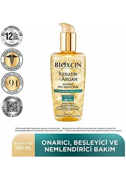 Bioxcin Keratin & Argan Onarıcı Saç Bakım Yağı 150 ml - Yıpranmış ve Hasar Görmüş Saçlar modelleri