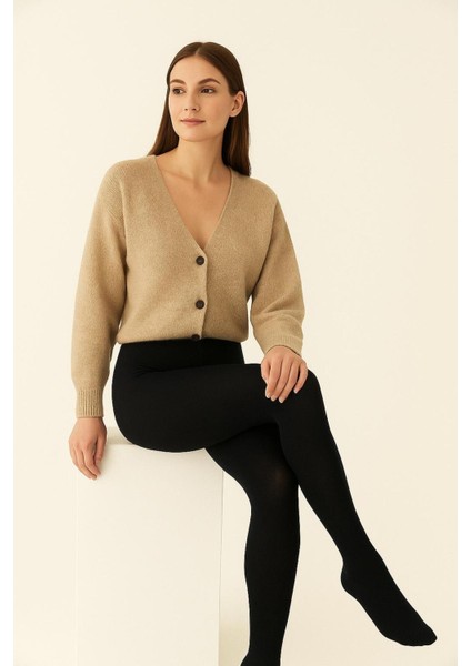 Kadın Siyah Rengi Toparlayıcı Termal Içlik Külotlu Çorap Içi Polar Thermal