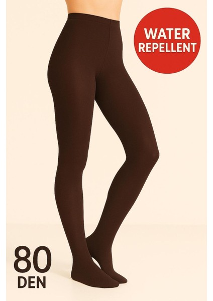 Kadın Kestane Kahverengi 80 Den Opak Mat Kalın Külotlu Çorap - Water Repellent modelleri
