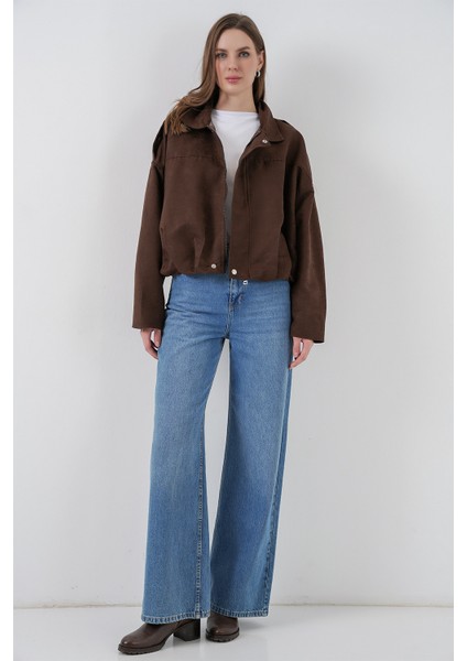 Kadın Kahverengi Oversize Süet Ceket 1055 fiyatları