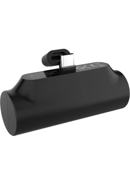 Mini 5000 Mah Powerbank Type-C'ye Takılabilir Mini Taşınabilir Şarj Istasyonu (Siyah)