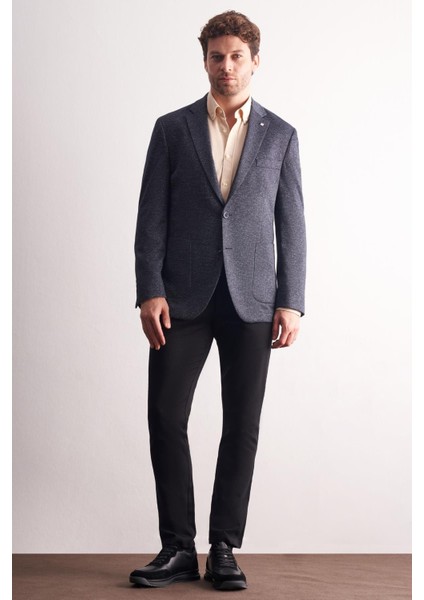 Lacivert Mono Yaka Kendinden Desenli Esnek 6 Drop Comfort Fit Classic Ceket 1002255155 fiyatları