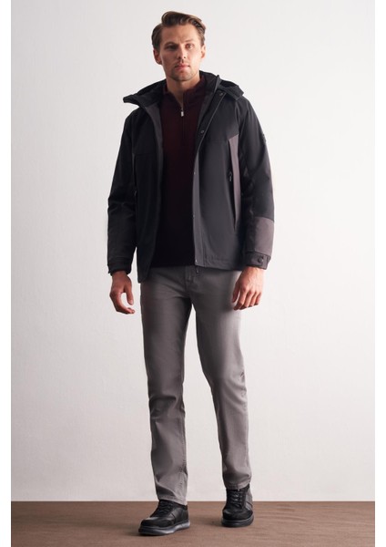 Siyah - Antrasit Kapüşonlu Yaka Bondid Yırtmaçsız Casual Mont 1007255134 fiyatları