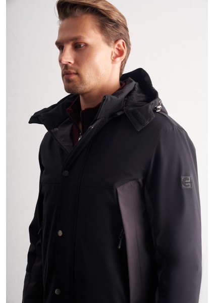 Siyah - Antrasit Kapüşonlu Yaka Bondid Yırtmaçsız Casual Mont 1007255134 fırsatları