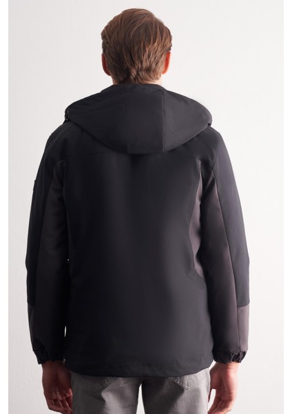 Siyah - Antrasit Kapüşonlu Yaka Bondid Yırtmaçsız Casual Mont 1007255134 indirimleri