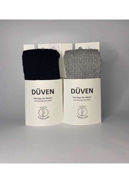 2'li Carina Cotton Pamuklu Desenli Siyah & Gri Kadın Külotlu Çorap