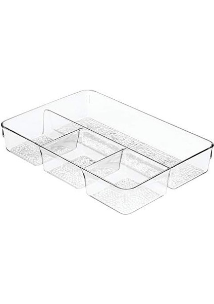 Idesign Kozmetik Düzenleyici, Makyaj Için Yapılı Plastik Düzenleme Kutusu, 4 Bölmeli, Kozmetik Saklamak Için, Şeffaf