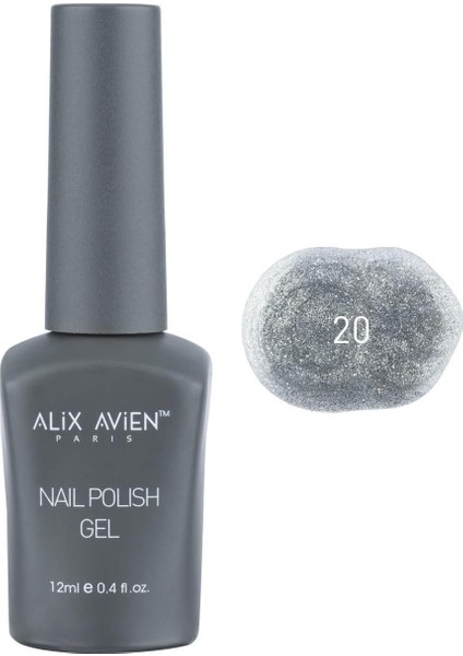 Alıx Avıen Uv Kalıcı Gri Simli Jel Oje 20 - Gel Polish - 12 ml