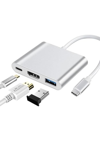 CF01 Uyumlu 4K Full Hd 1080P Type C To 3 Portlu HDMI - USB 3.0 - Pd Çevirici Hub Adaptör modelleri