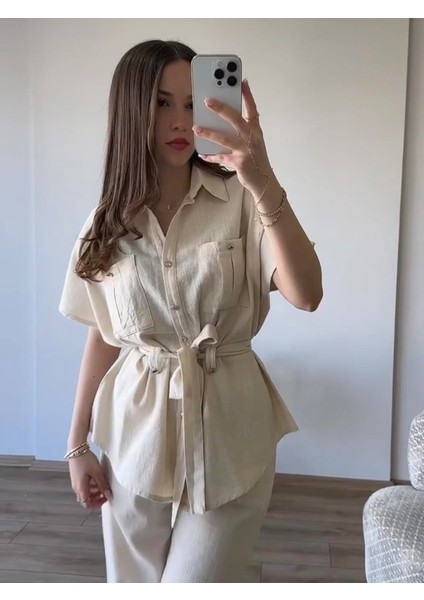 Kemerli Keten Takım - Taş