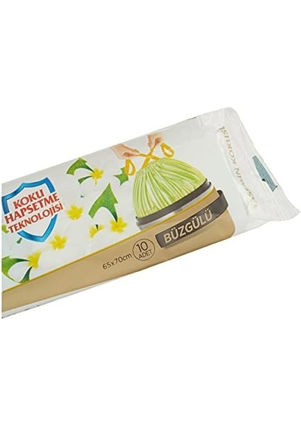 Koroplast Yasemin Kokulu Büyük Boy Büzgülü Çöp Poşeti 10'lu 65X70 Cm, Kolay Bağlanır Kokulu Büzgülü Büyük Boy Çöp Torbası, Sızdırmaz, Yırtılmaz, Geri Dönüştürülebilir Atık Torbası, Güçlü Çöp Poşeti fiyatları