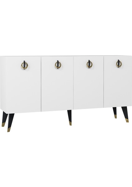 8217-32DD KB150 Konsol, Tv Ünitesi Beyaz-Siyah-Altın fırsatları