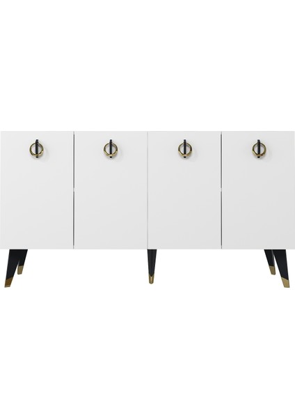 8217-32DD KB150 Konsol, Tv Ünitesi Beyaz-Siyah-Altın indirimleri