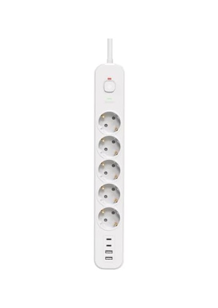 Korumalı Priz, 5'li Priz Soketi, 5x Fiş Soketi, 2x USB Girişi, 2x Type-C Girişi, Dayanıklı Yapı, 2 Metre Kablo Uzunluğu, Aşırı Gerilim Çoğaltıcı (16A/3680W) fiyatları