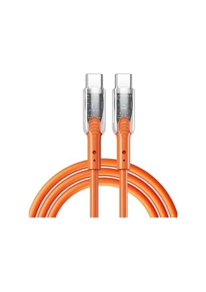 Type-C Hızlı Şarj Kablosu, 60W 480MB/S Veri Aktarımı, Saf Bakır Tel, -Kırılma Özellikli, LED Göstergeli, Turuncu Soft Silicone USB C For S25/S24/S23 Ultra Pad Mini 6/air 4,5 modelleri