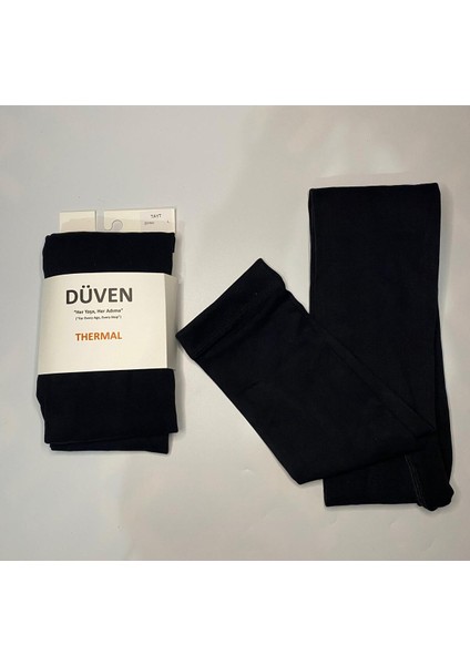 Kadın Siyah Içi Ince Polar Kışlık Işlik Termal Tayt - Sicak Tutan Thermal