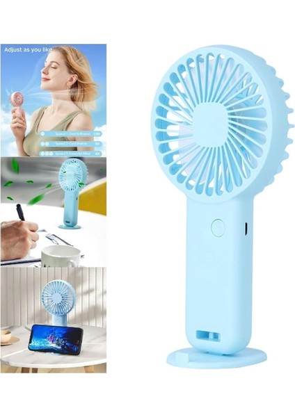 Mini Fan,telefon Tutucu,portatif El Vantilatörü Mavi 9,3X19CM