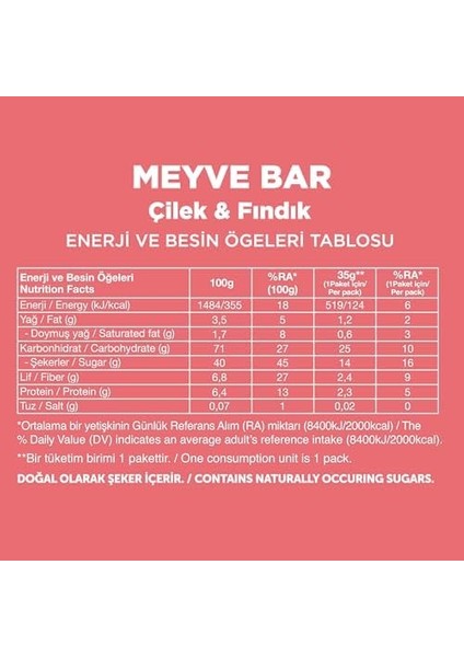 Fellas Meyve Bar, Çilekli ve Fındıklı, 35GR x 12 Adet modelleri