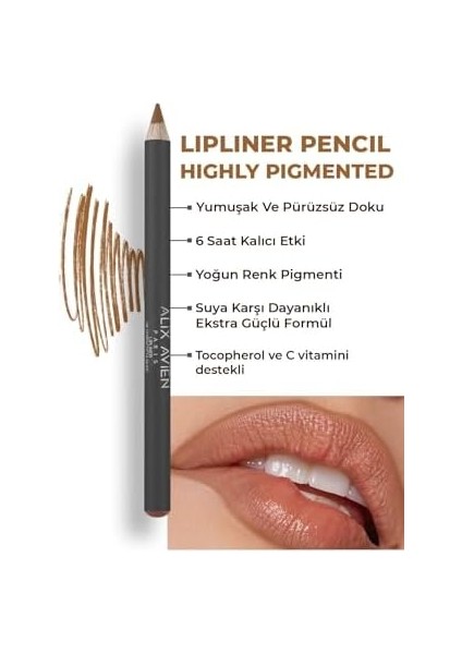 Alıx Avıen Uzun Süre Kalıcı Dağılma Yapmayan Nemlendirici Dudak Kalemi - Lipliner Pencil 08 Terracotta Nude modelleri