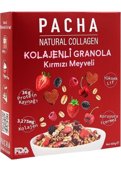Pachanola | Doğal Kolajen ve Proteinli Granola | Kırmızı Meyveli modelleri