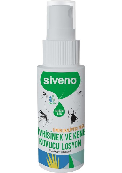 Siveno Sivrisinek ve Kene Kovucu Sprey Krem Bitkisel Tüm Vücut Için Seyahat Tatil Boy 50 ml