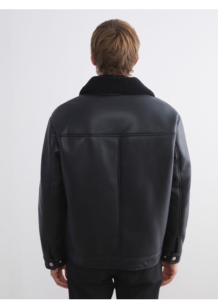 Yeni Sezon Standart Kalıp Erkek Deri Görünümlü Mont indirimleri