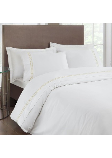 DÜZ%100 Pamuk Nevresim Takımı, Bej, Çift Kişilik