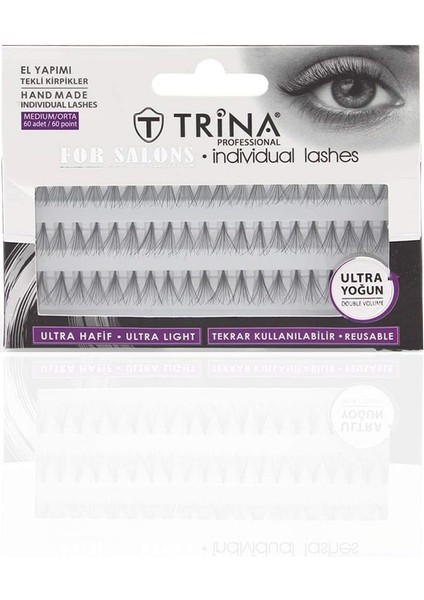 Trina El Yapımı Tekli Takma Kirpikler, Yogun, Orta (60 Adet)