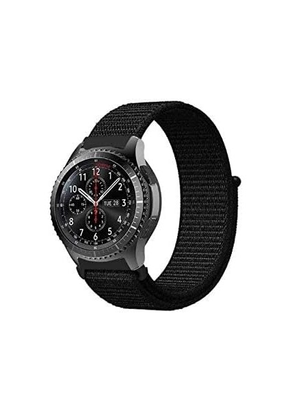 Galaxy 46MM Ile Uyumlu Gt2 Pro, Gt3 Pro, Haylou Solar LS05 Modelleri ile Uyumlu Ayarlanabilir Spor Yedek Bileklik Renkli Kayışı Hasır Örme Kayış Siyah