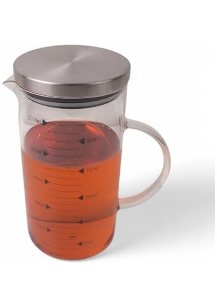 1100ML Metal Kapaklı Cam Yağlık ve Ölçü Kabı – Dayanıklı ve Şeffaf Sıvı & Kuru Malzeme Ölçme Kabı | Mutfak Için Ölçüm ve Saklama Çözümü 1100ML - Cam Sürahi Ölçü Kabı fiyatları