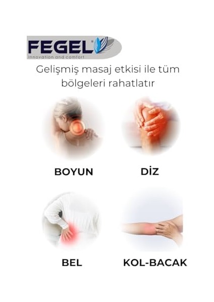 Fegel FG-687 3D Ovmalı Isıtmalı Boyun Askılı Masaj Yastığı (Gri) fiyatları