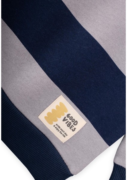 Sweatshirt 4-12 Yaş Gri Lacivert Çizgili modelleri