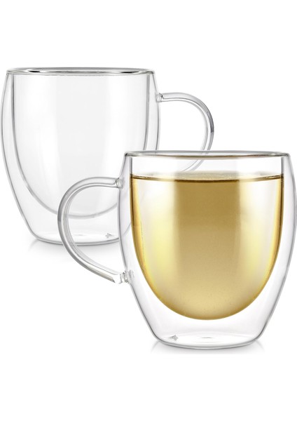 Çift Duvarlı Fincanlar – 226 ml / 250 ml – Çay, Kahve, Espresso ve Daha Fazlası Için 2'li Yalıtımlı Cam Seti – Berraklık