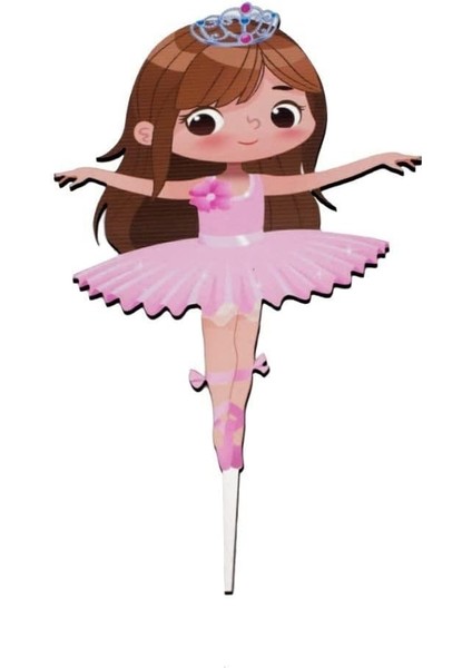 Benim Marifetlerim - Balerin Ahşap Pasta Süsü 25 cm