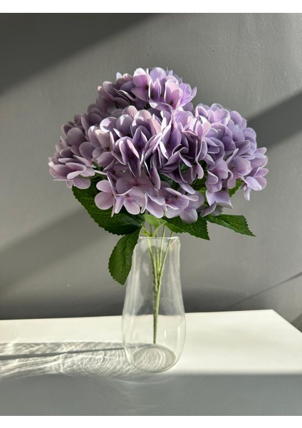 Islak Dokulu Yapay Ortanca Çiçeği-Renkli Ortanca Vazo Çiçeği