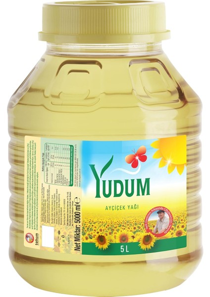 Yudum Ayçiçek Yağı, Yuvarlak Pet, 5 Lt