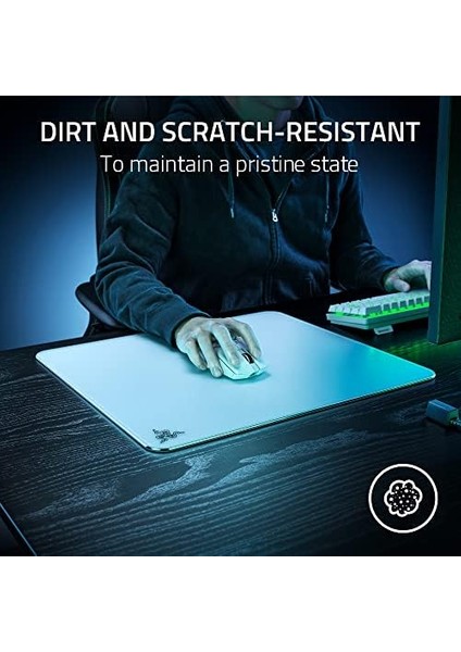 Atlas - Cam Fare Altlığı (Birinci Sınıf Temperli Cam, Ultra Pürüzsüz Yüzey, Mikro Kazınmış Yüzey, Kir ve Çizilmeye Dayanıklı, Daha Sessiz Fare Hareketleri, Kaymaz Kauçuk Taban) Beyaz fiyatları